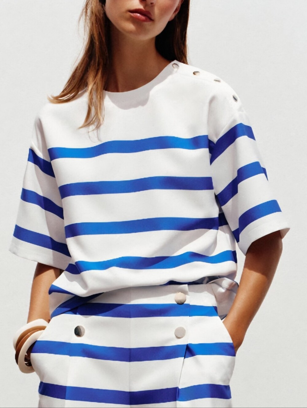 Zara Women's Cropped Striped Blouse - Size L - Picture 2 of 13